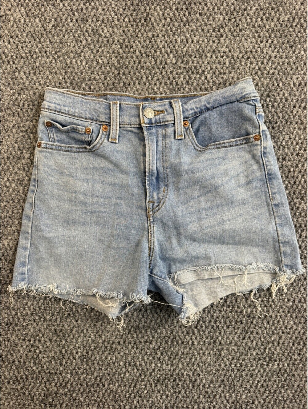 Levis Womens High Rise Denim Shorts Size 28 Light Wash Raw Hem Cutoff